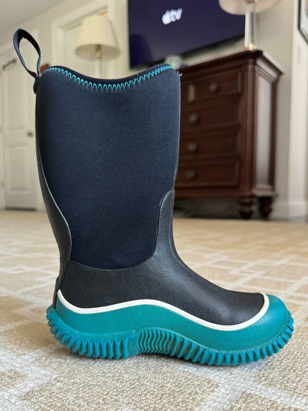 Muck Boot Company Kids Hale Rubber Rain Boots Waterproof Black Teal US 12